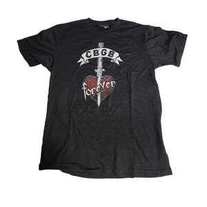 CBGB Forever Heart Dagger Graphic T-Shirt Black Mens Size M Made in USA EST 1973